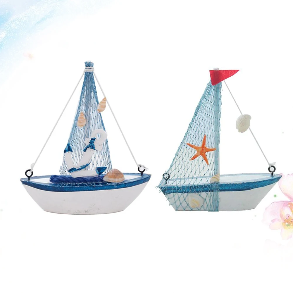 

2Pcs Wooden Sailboat Decoration Creative Car Ornament Nautical Party Bamboo Small Fresh Fun Table Office Bedroom Gift Props