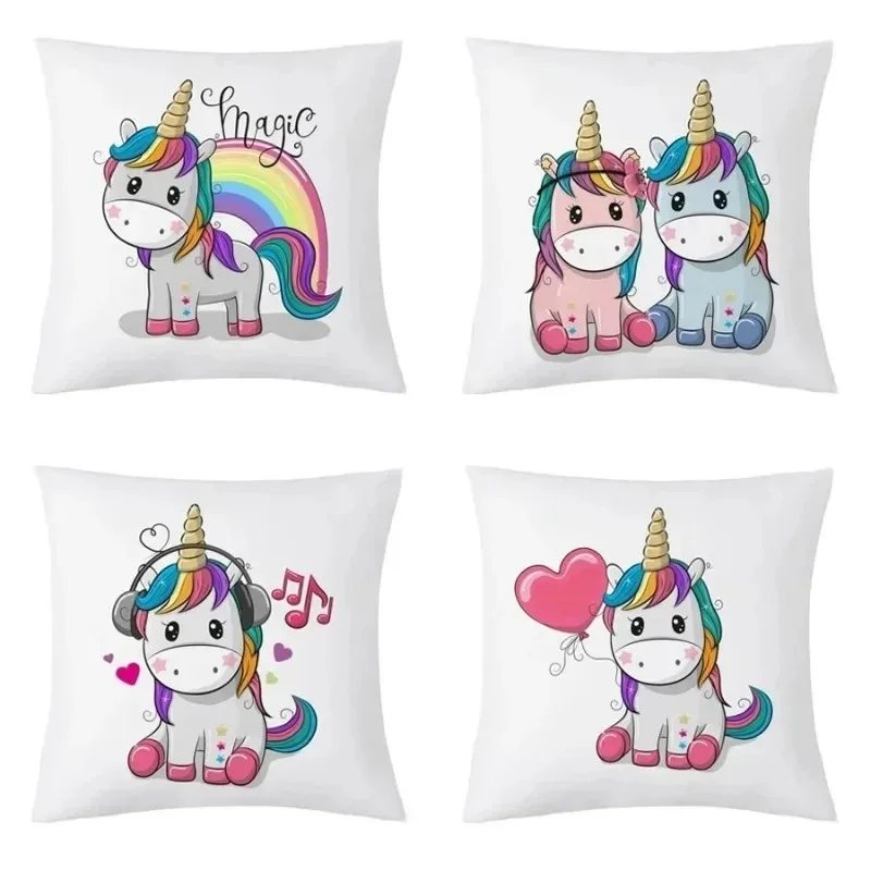 

Cute Cartoon Unicorn Pillowcase Car Ornaments Office Living Room Sofa Home Pillowcase