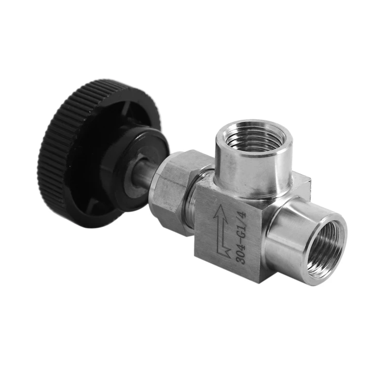 Vanne réglable à filetage femelle à angle droit, vanne pour eau, gaz et huile, BSP, SS304, 1/4 po, chaud