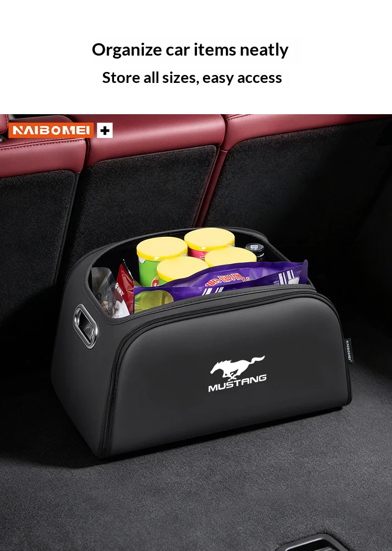 Kofferraum-Organizer-Box, Aufbewahrungstasche mit integrierter Tasche für Ford Mustang Shelby GT 350 500, Auto-Innenzubehör – Detail 2