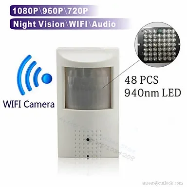 WIFI TF Card Slot 2MP 5MP PIR Style Indoor Night Vision Wireless IP Camera Invisible 940nm IR LED Built-in Microphone Camhipro