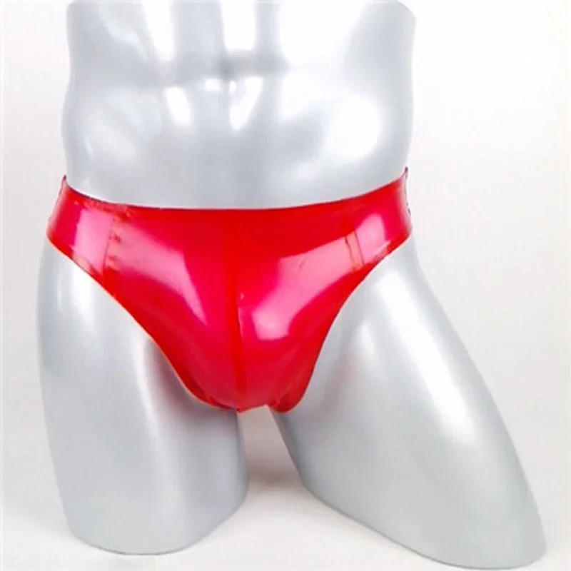 

Latex Shorts Rubber High Quality Underwear Men Pure Red Sexy Pants Size S-XXL
