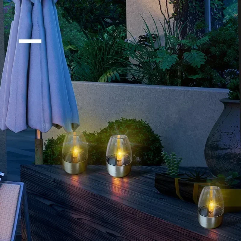 Solar Light Outdoor Terrace LED Steel Candle Light Lawn Deck Halloween Decoration Night Light Waterproof Garden Solar