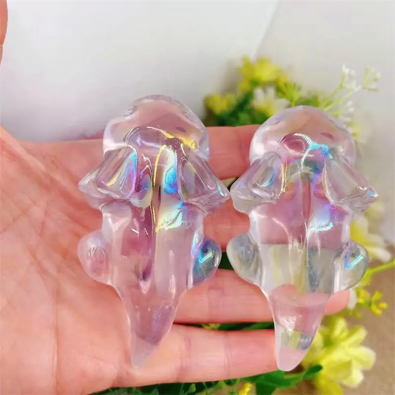 Natural Aura Quartz Salamander Crystal Quartz Hand Carved Cartoon Home Decoration Crafts Christmas Gift