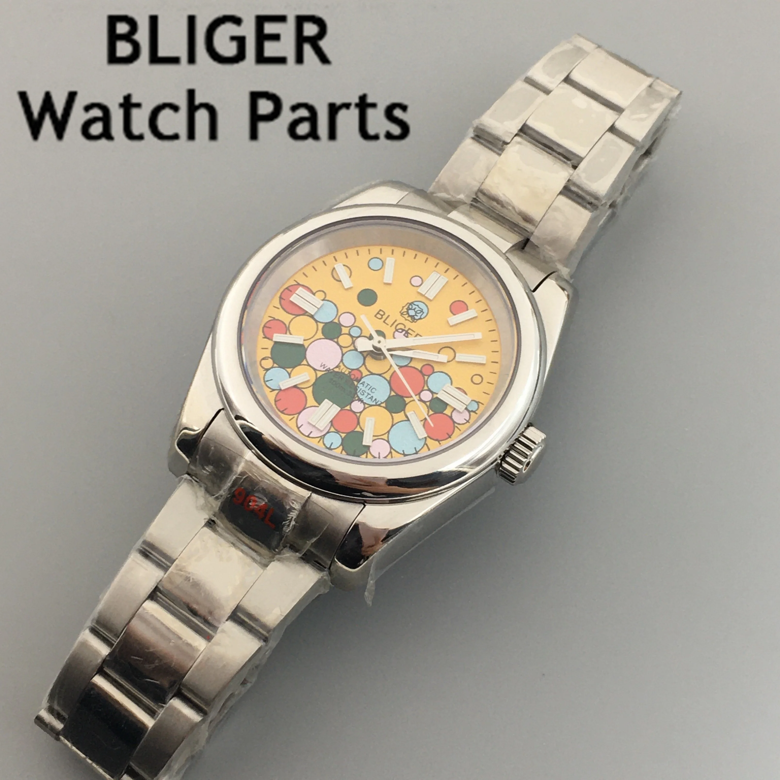 BLIGER-Reloj de pulsera para hombre, pulsera mecánica con movimiento automático, esfera fluorescente, bisel luminoso, 36mm, 39mm, NH35A