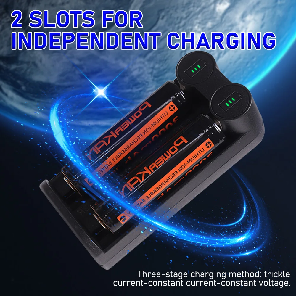 PowerKAN C2 for 3.6/3.7V Lithium Portable Battery Charger Powerbank Compatible with 14500/18650/26650/21700/21.etc