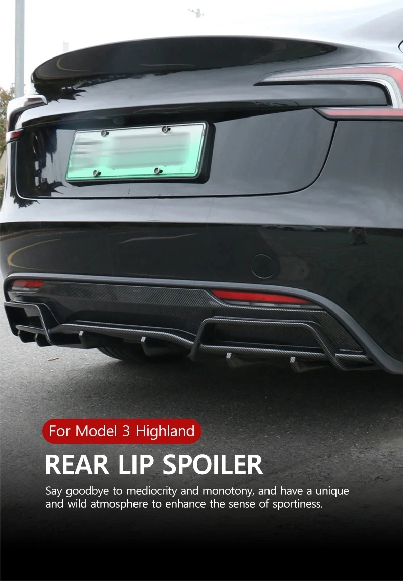 Rear Bumper Diffuser for Tesla Model 3 Highland 2024 2025 ABS Bumper Cover Rear Protector Guard Aprons Car Accessories