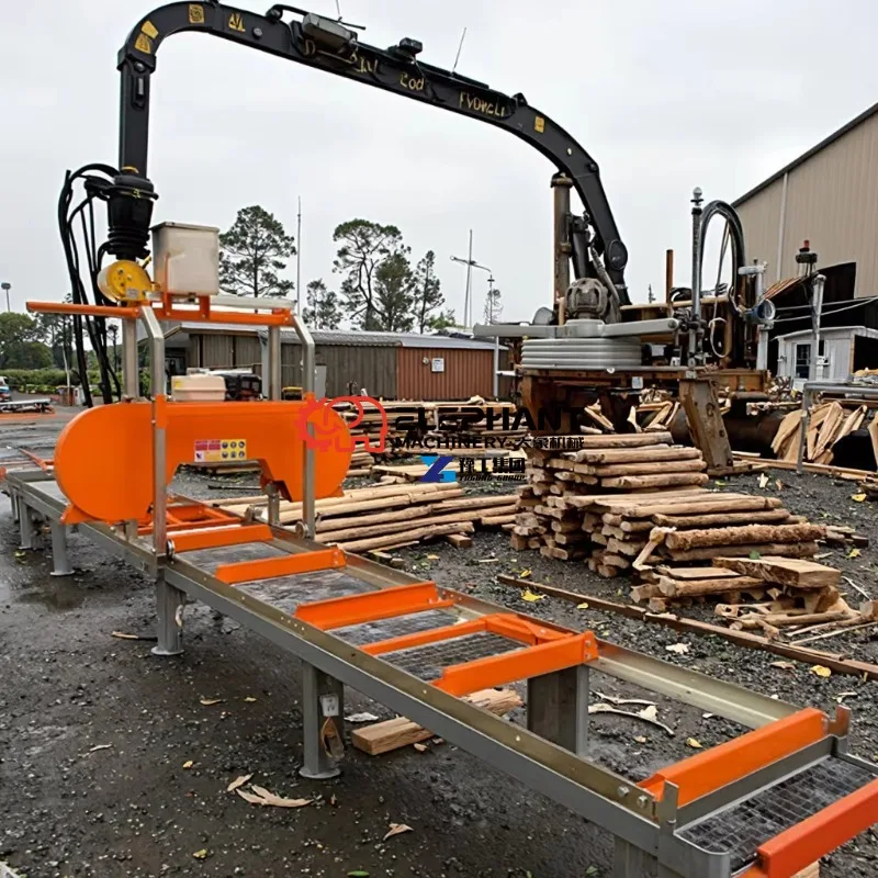 18 Inch Horizontal Bandsaw with Trailer Portable Log Timber Cutting Sawmill Machine Mobile Wood Processing Forestry Equipment