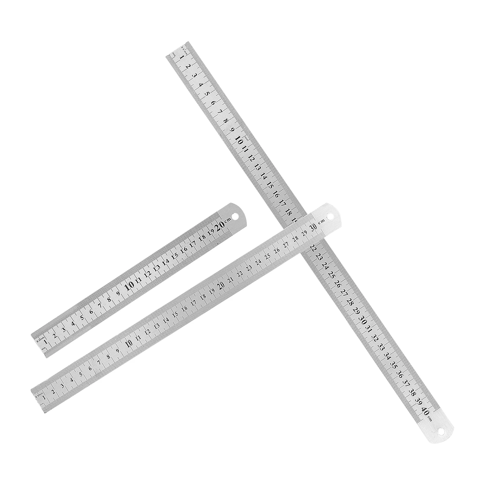 3Pcs Metal Scale Ruler Precision Stainless Steel Ruler No Edge Safe Design for Journaling Baking Crafting Office Organization