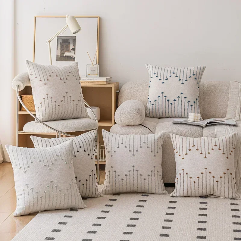Living Room Sofa Bed Cushion Tassel Pillowcase Cover Waist Pillow Light Luxury Cushion Cover Pillows Decor Home Cojines
