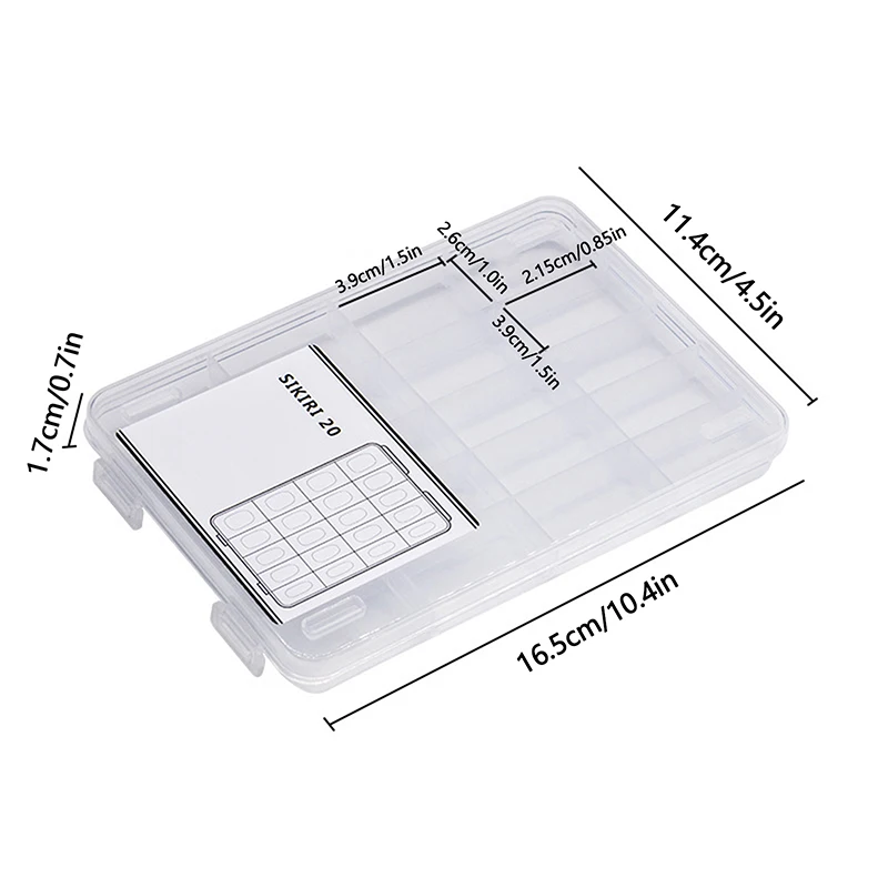 Boîte de Rangement Transparente en Plastique à 20 Compartiments, Étui pour Perceuse à Ongles, Bijoux, Boucles d'Oreilles et Perles