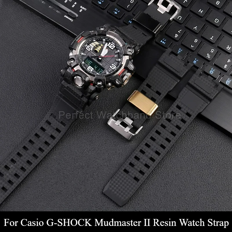 Diseño de hebilla especial Piel resistente al sudor - Correa de reloj de resina amigable para Casio G-SHOCK Mudmaster II GWG - 2040 Verde militar Rojo Caqui