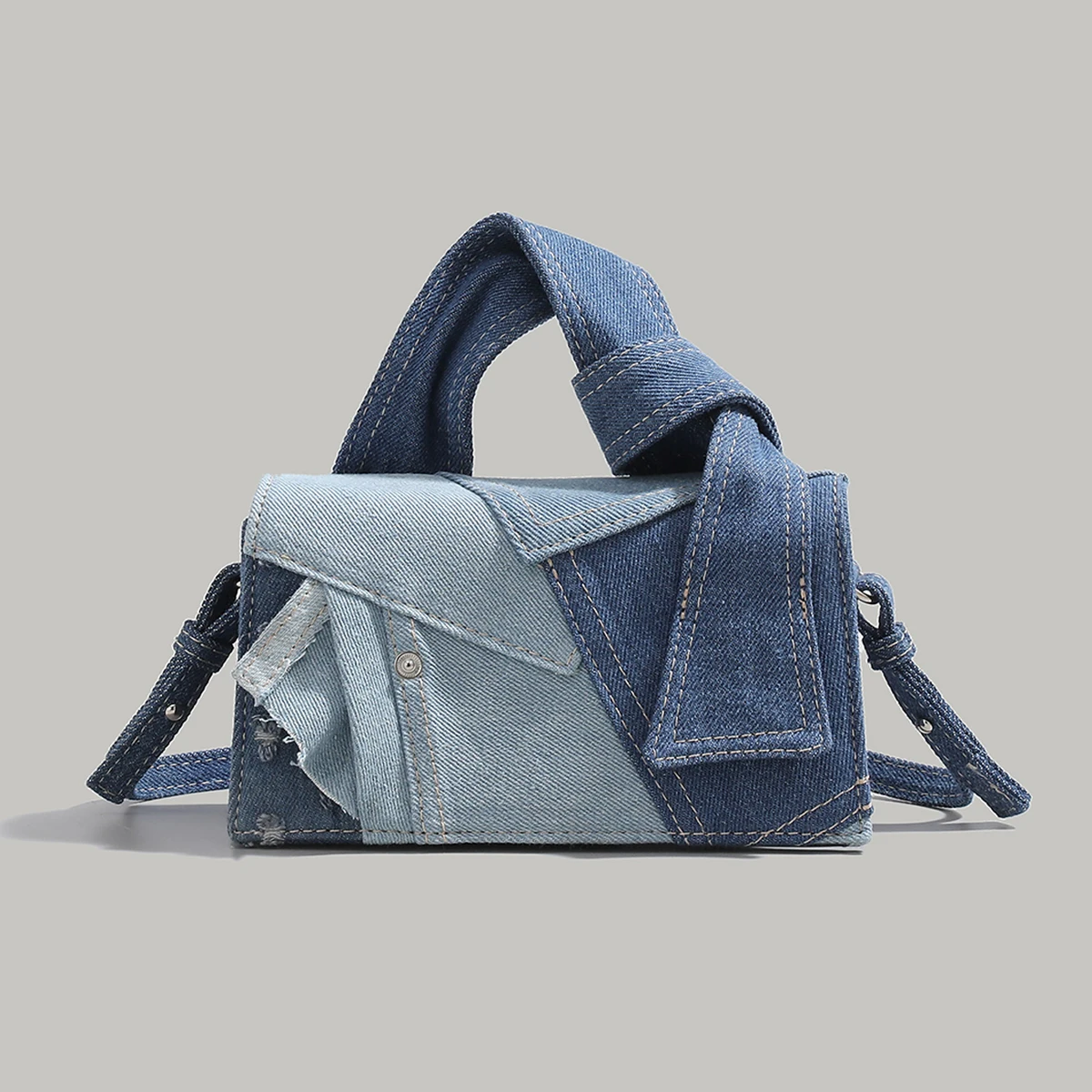 Denim Mini Crossbody Bag Cowboy Bag Shoulder Bag Handbag Adjustable Strap Magnetic Buckle Stylish