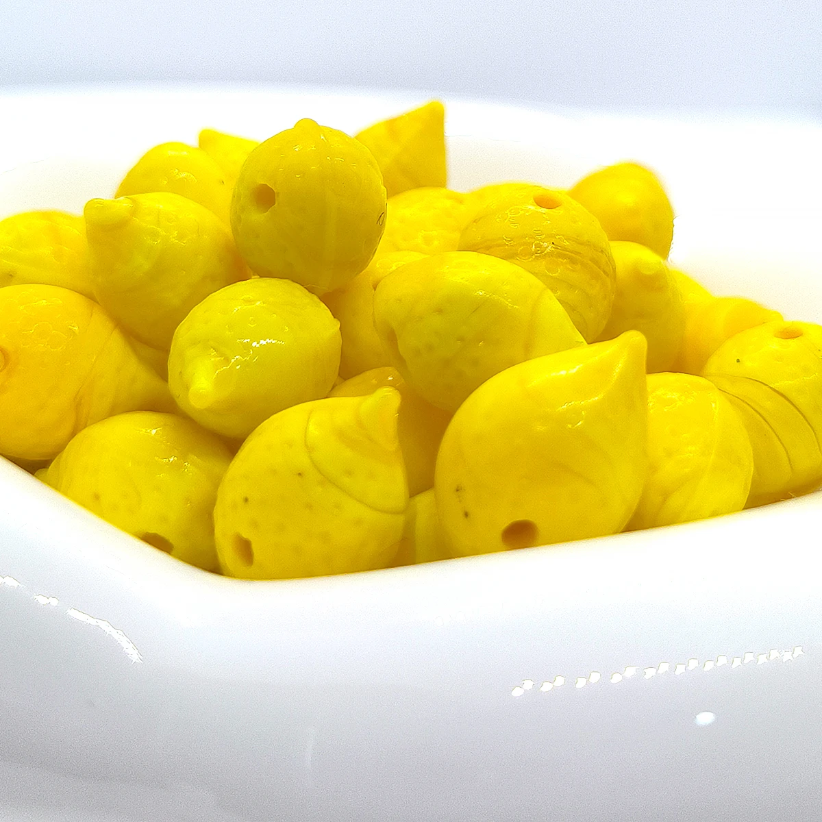 14mm 5pcs Refreshing Yellow lemon Glass Beads For DIY Bracelet Keychain Necklace Gifts Accessories Beads