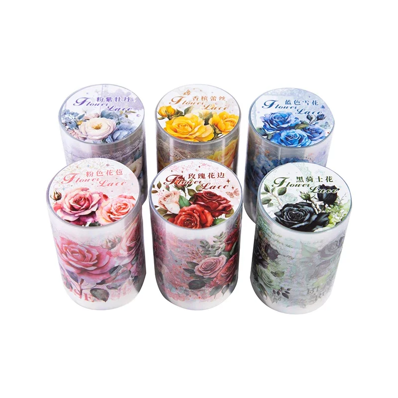 1Roll 2M Tape PET Flower Dream Lace Stickers Adhesives Plant collage cut handbook decoration loop Decorative Scrapbook Cut 60MM