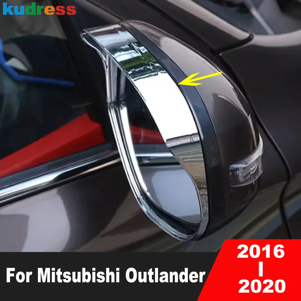 

For Mitsubishi Outlander 2016-2019 2020 Chrome Car Rearview Mirror Eyebrow Frame Sun Visor Rain Shield Cover Trim Accessories