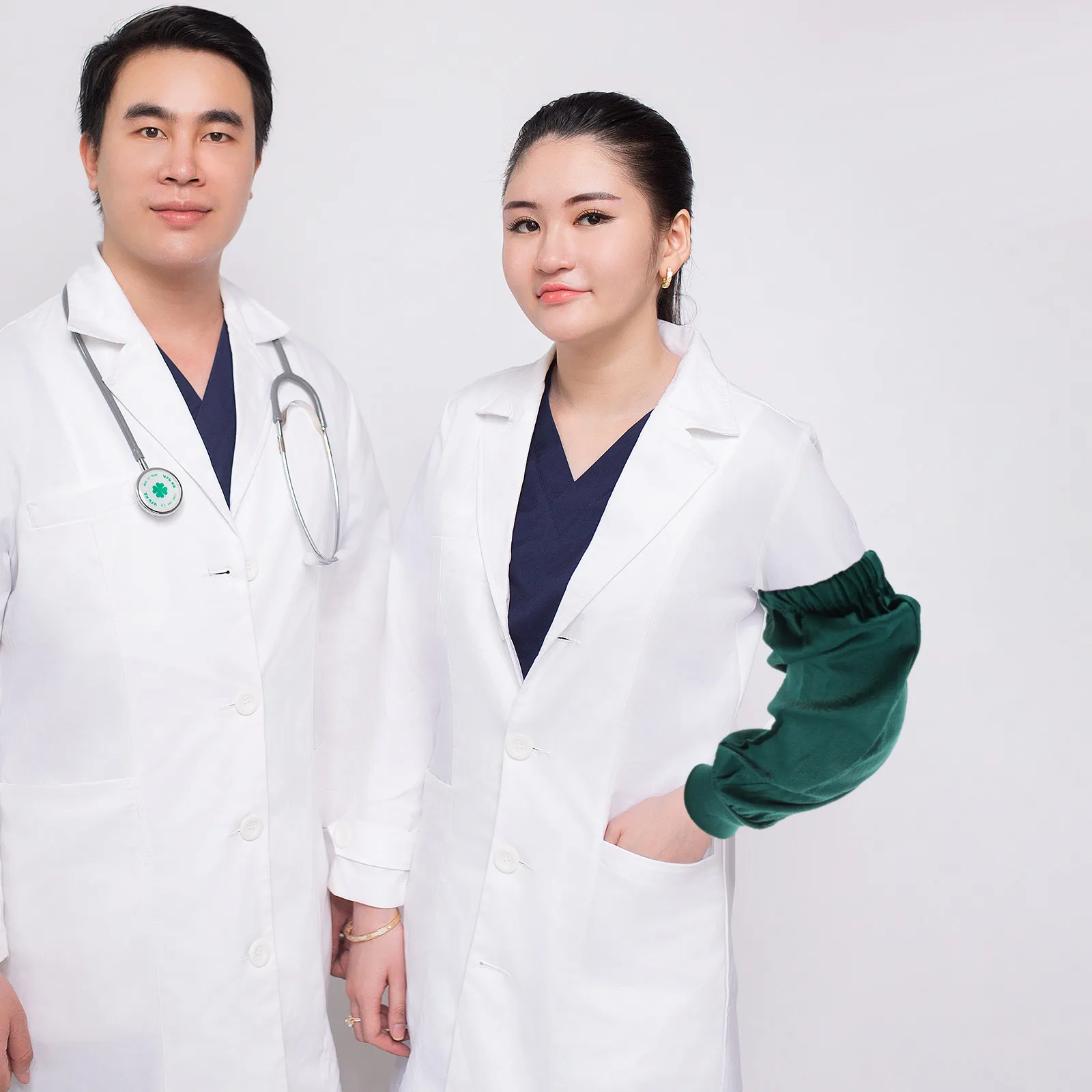

1 Pair Breathable Cotton Arm Sleeves Elastic Fit Protective Oversleeves for Medical Professionals Hospital Nursing Reusable