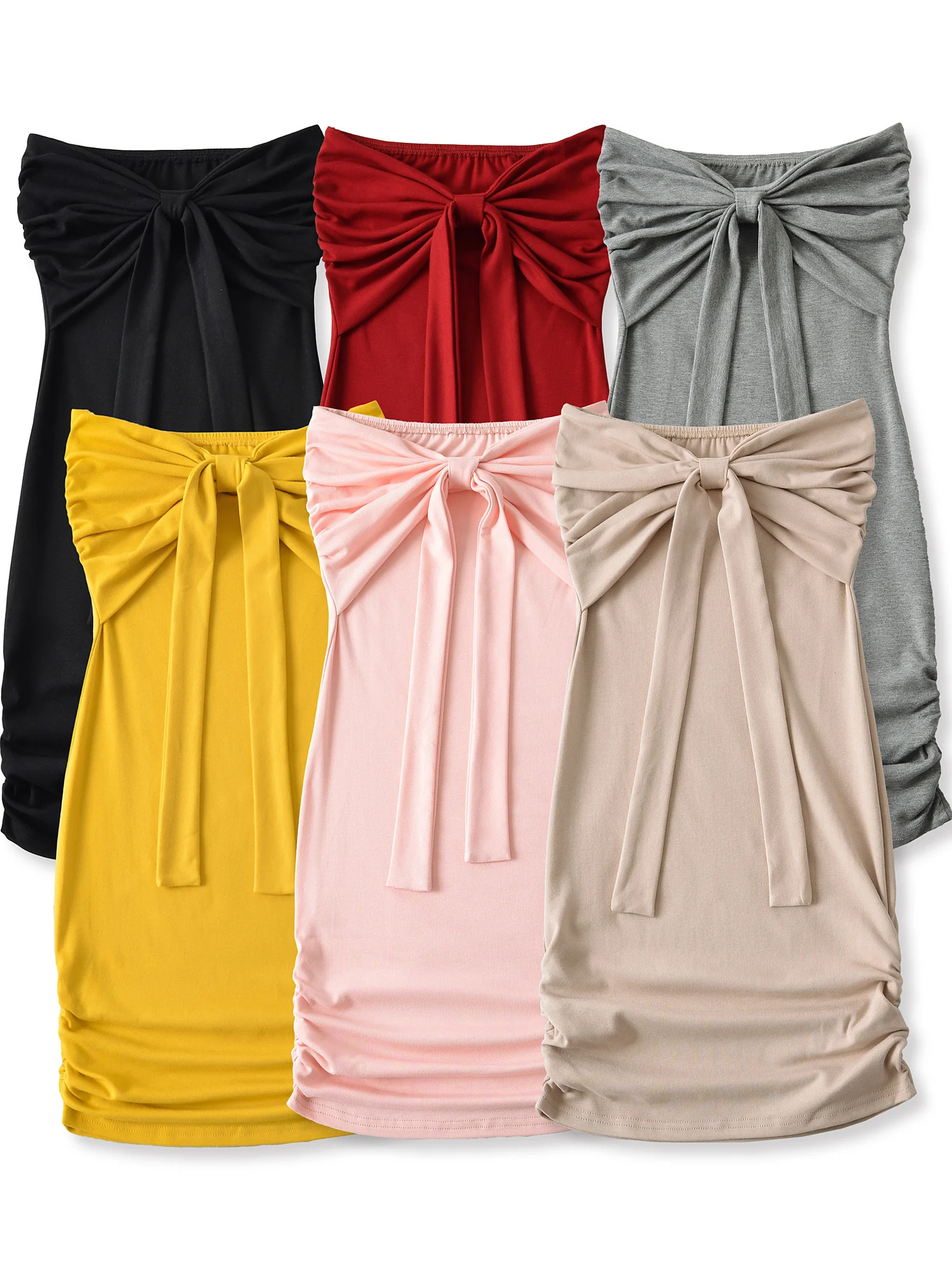 ชุดกระโปรงรัดเอวโชว์สัดส่วน ดีไซน์เซ็กซี่  แบบผูกโบว์  โชว์ไหล่  รุ่น Pure Desire Spicy Girl