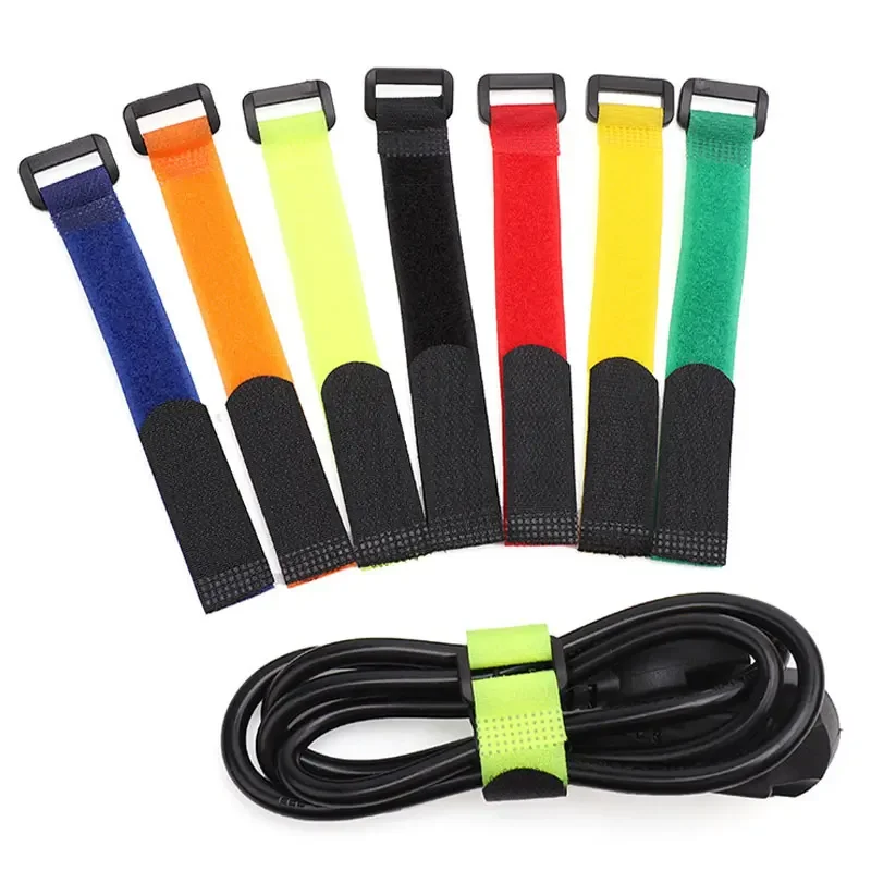 10Pcs Reusable Fastening Hook and Loop Cable Tie Self-Adhesive Fastener Tape Adjustable Multi-Purpose Cord Organizer