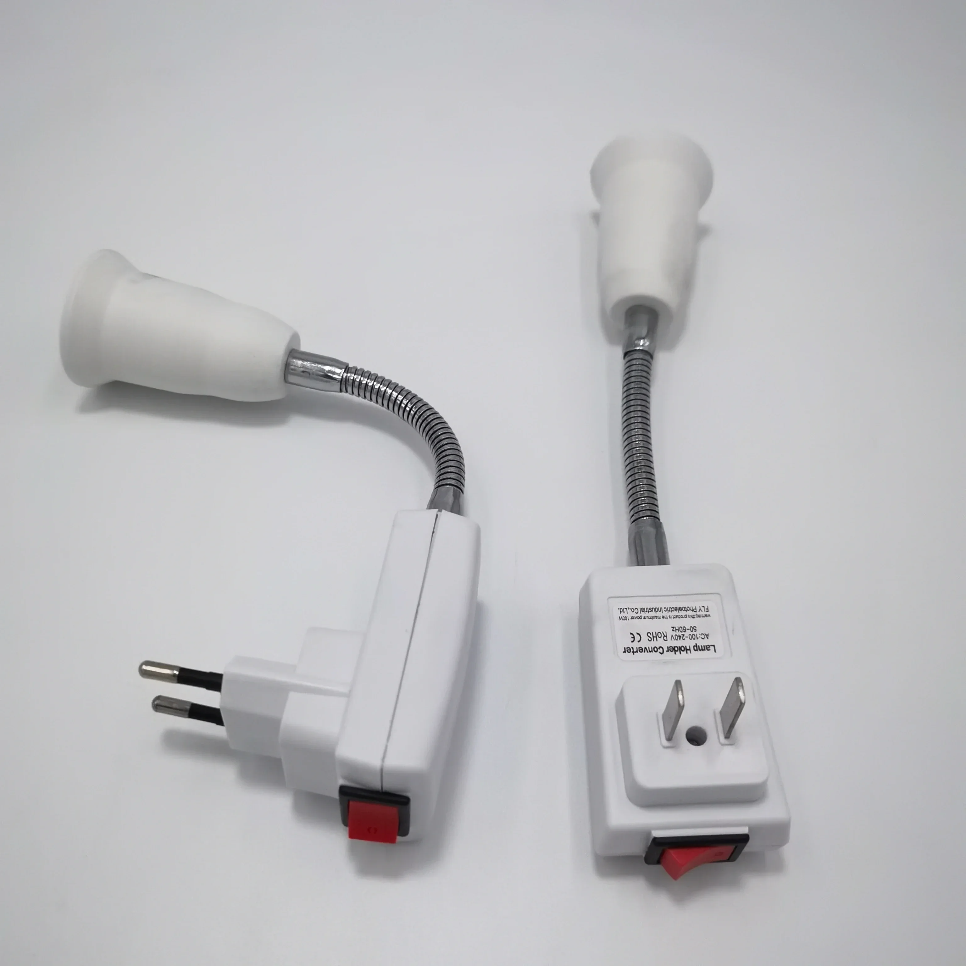 EU/US On/Off E27 Lamp Base Wall Flexible Holder Light Socket AC 110V 220V Converter Bases 20CM Book Light Adapter Plug Switch