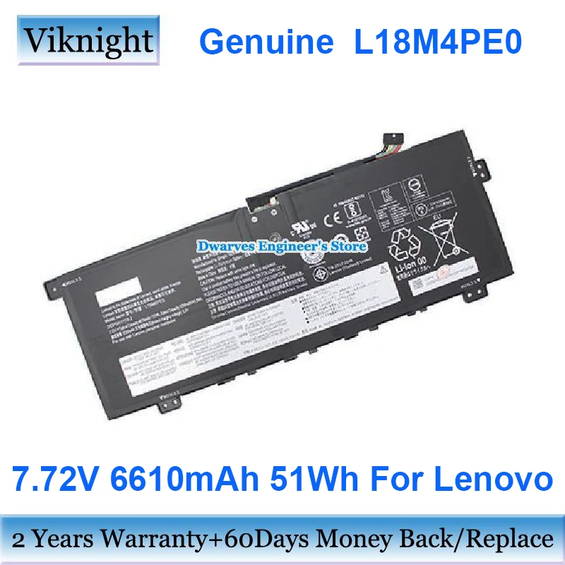 

Genuine L18M4PE0 L18L4PE0 Battery For Lenovo Yoga C740-14IML Laptop 5B10W67185 5B10W67296 5B10U40210 7.72V 6610mAh 51Wh