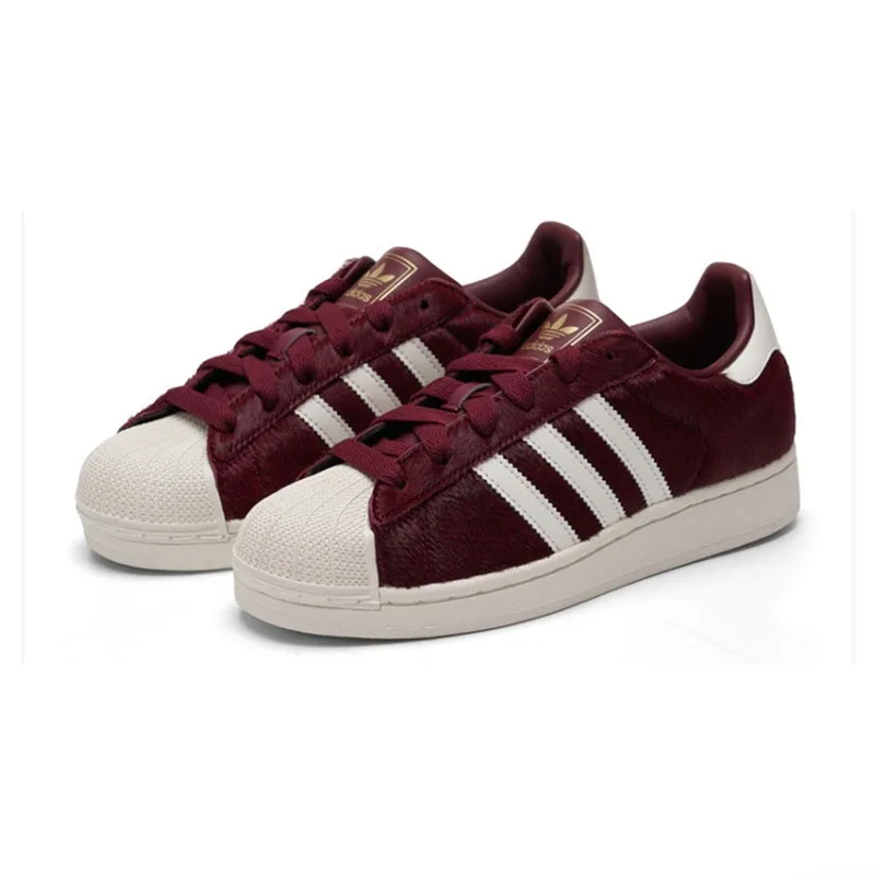 Adidas Originals KJ7696 Women Low Top Skate Sneakers Burgundy Off‑White Gold Leather Lace‑Up Comfort Rubber Outsole Casual Shoes