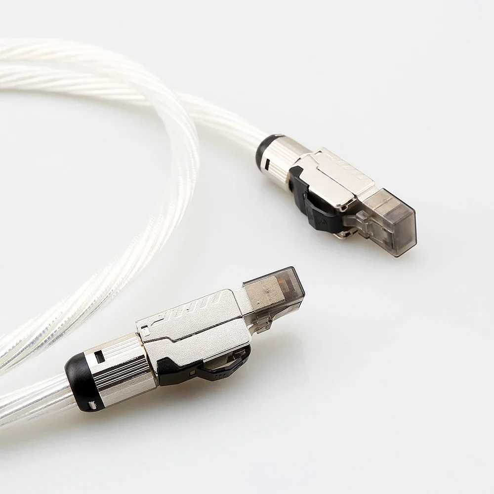 

New Hi-end OCC Silver Plated HiFi Audio Ethernet Cable High-speed Cat8 Network Cable for PC Router Internet Cord RJ45 Lan Cable