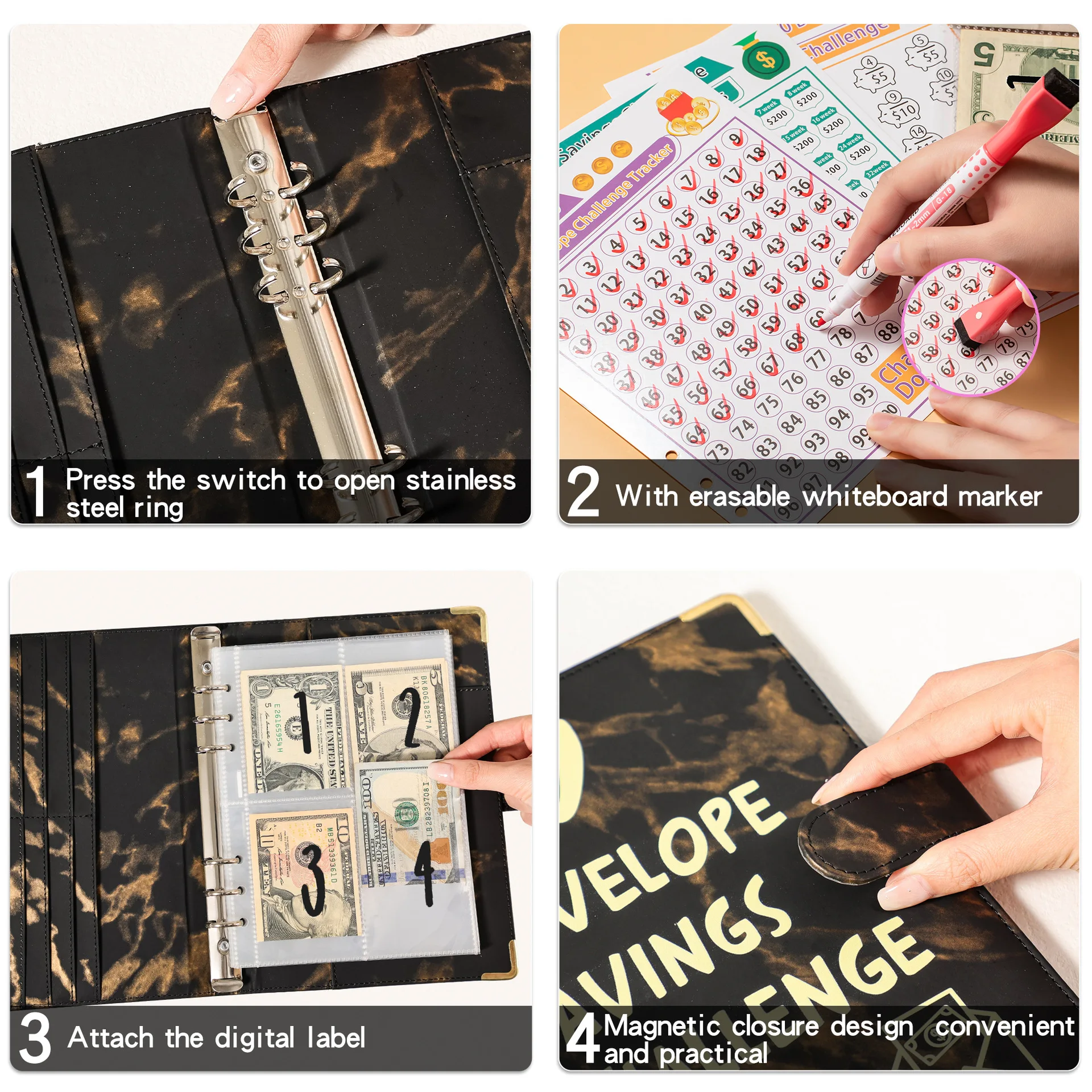 Challenge Budget Binder Savings Easy and Fun Way To Save Money Challenges Notebook Binder with Cash Envelopes 100 Envelope