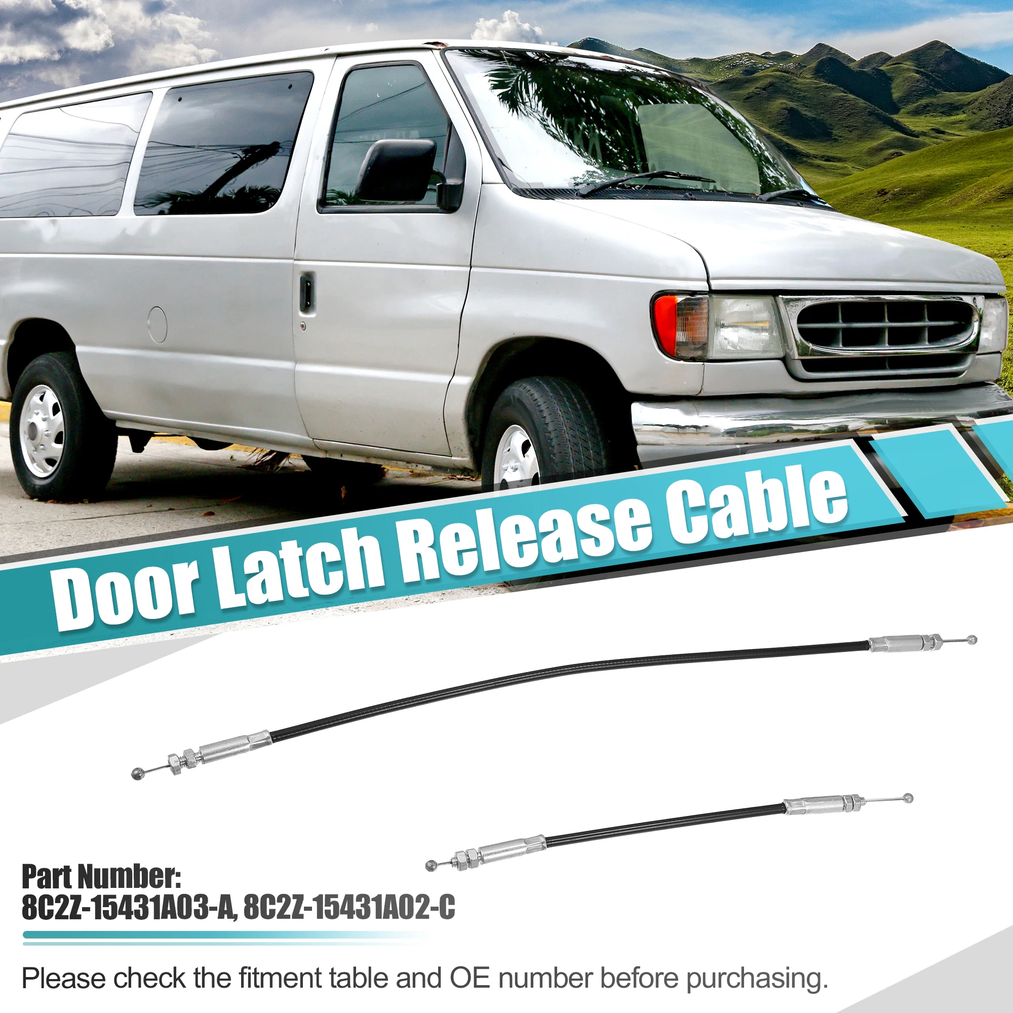 X Autohaux 1 Set Rear Right Door Latch Release Cable for Ford E-150 2003-2014 for Ford E-150 Econoline 1992-2002 8C2Z15431A02C