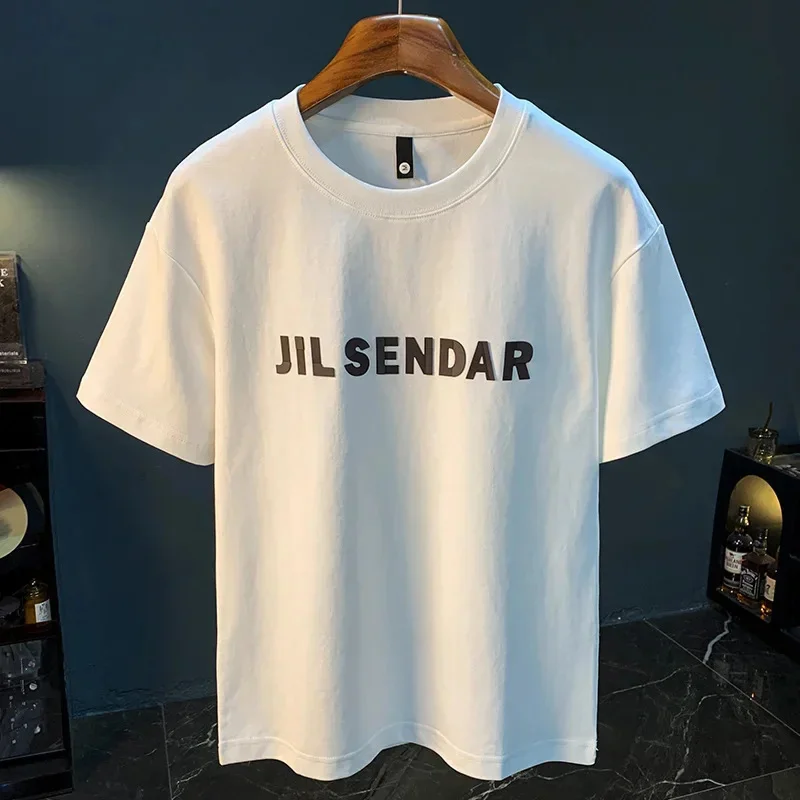 Fashionable and minimalist printed short sleeved T-shirt for men's summer street fashion, versatile loose half tops