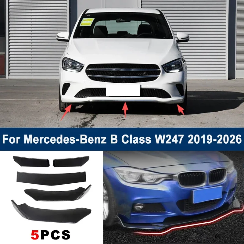 

Adjustable 5Pcs Sectional Front Spoiler Lip For Mercedes-Benz B Class W247 2019-2026 Front Bumper Splitter Sport Body Kit