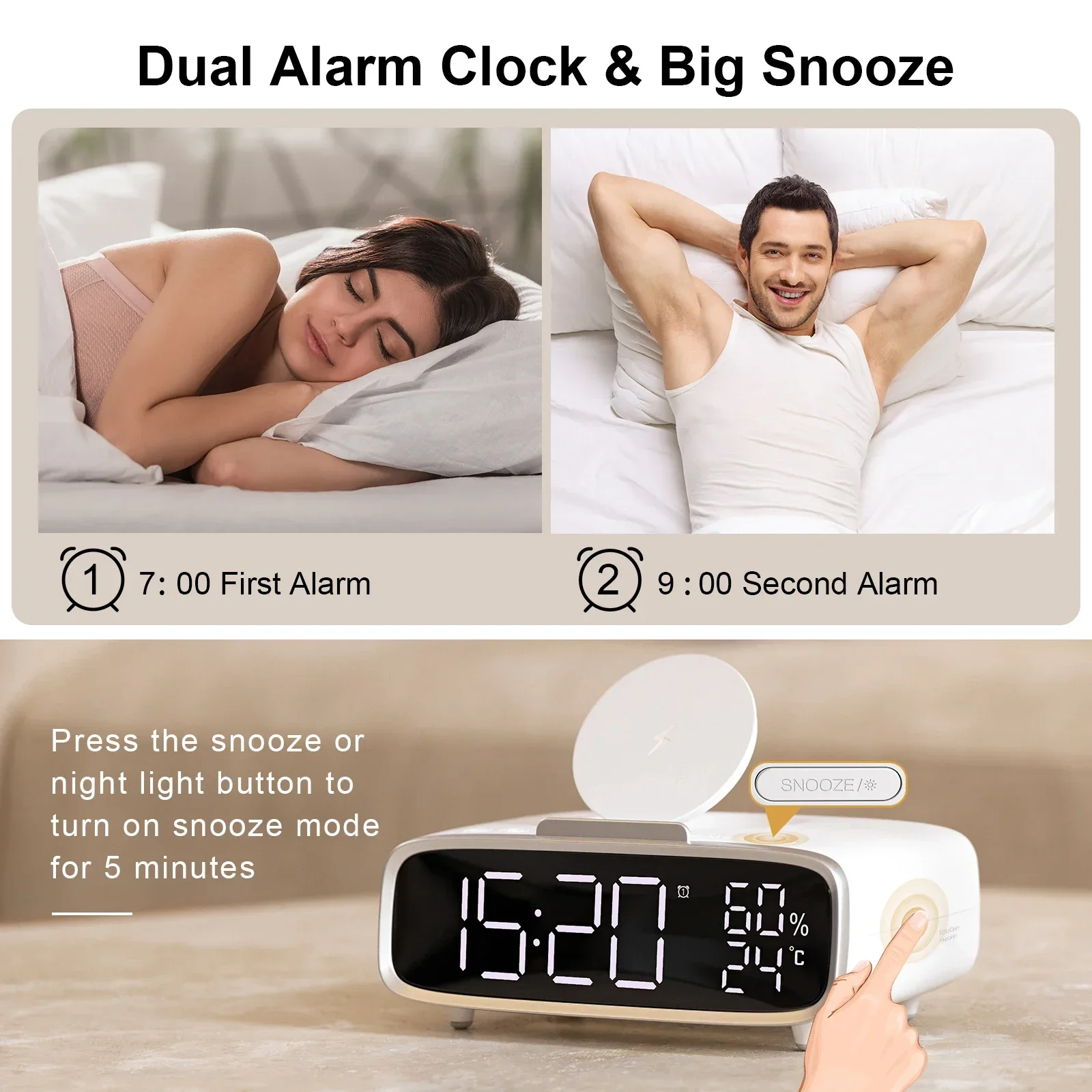 Colsur 6-in-1 wireless charger alarm clock Bluetooth speaker LED night light clock table decoration iPhone Xiaomi huawei charger