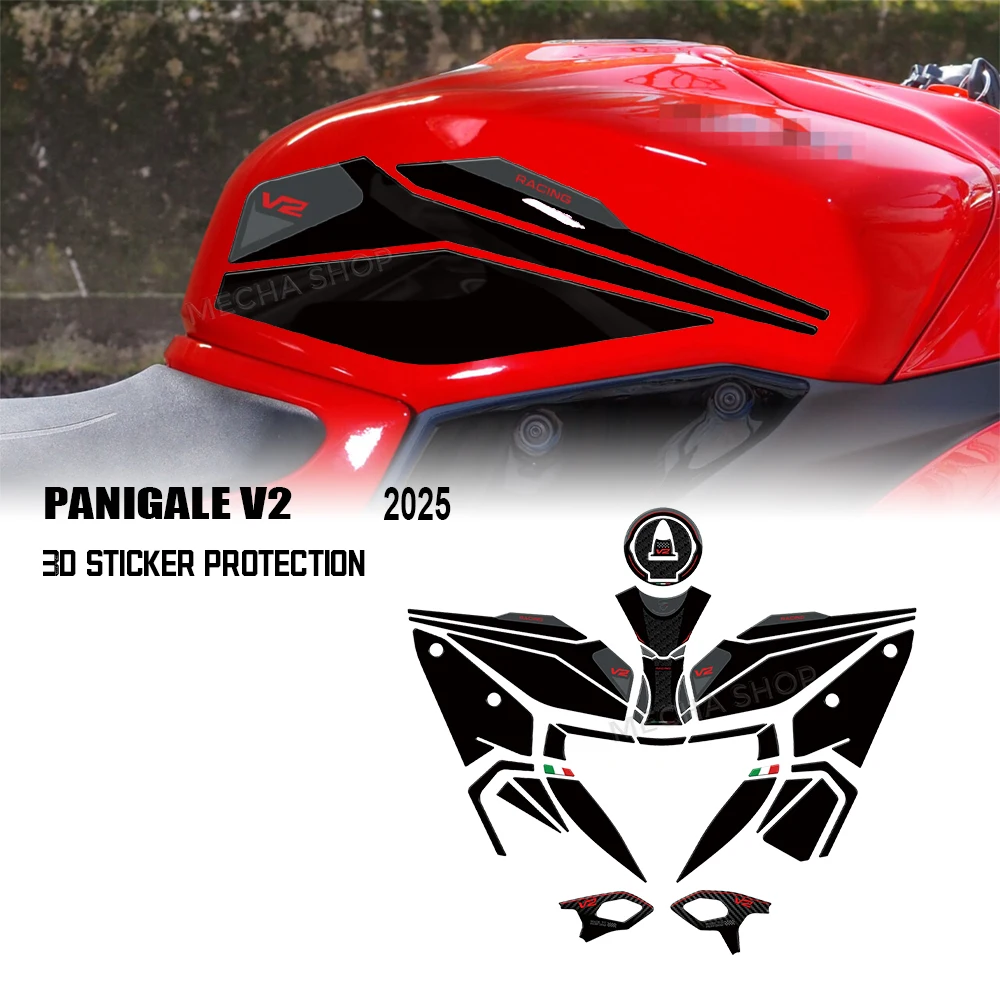 

For Panigale V2 2025 Motorcycle Accessories Fuel Tank Protection 3D Sticker Kit
