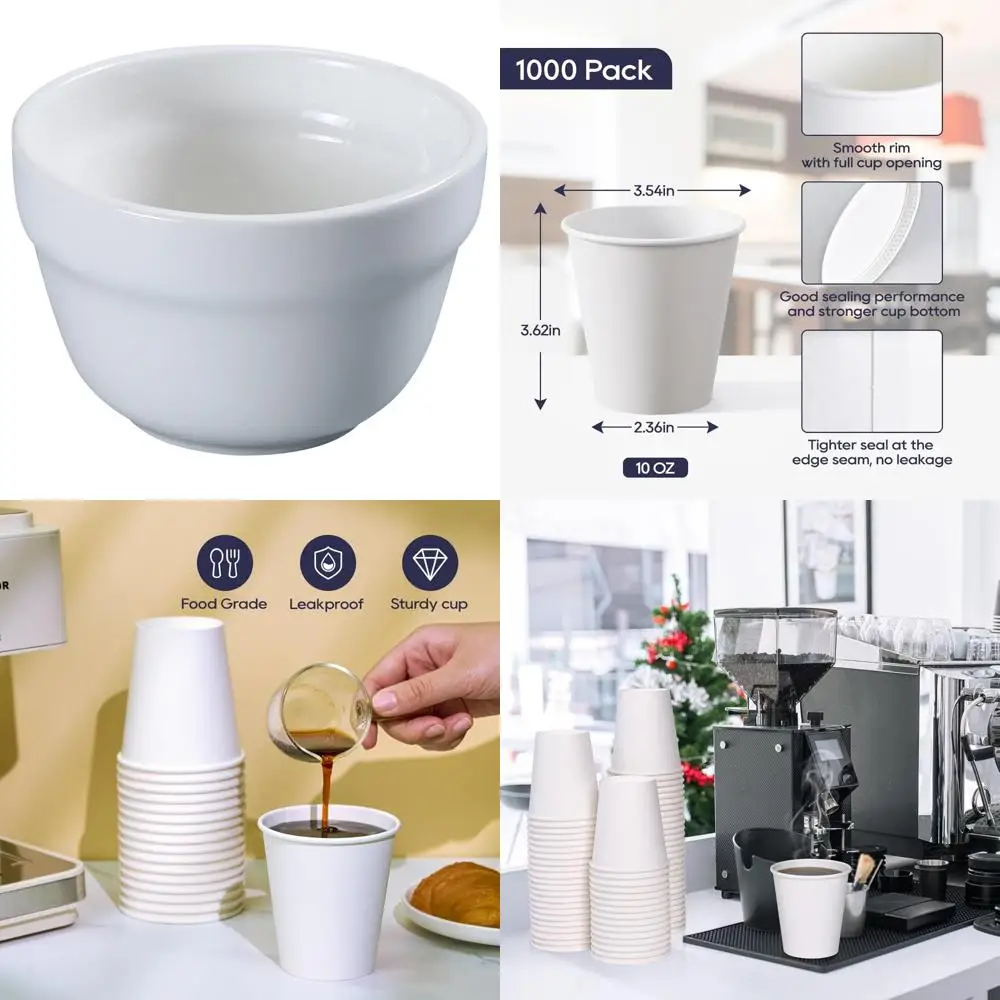 

Porcelain Bouillon Cups 7 oz, 3.75 Diameter, Bone White, Set of 36, Ideal for Soup and Broth Servings