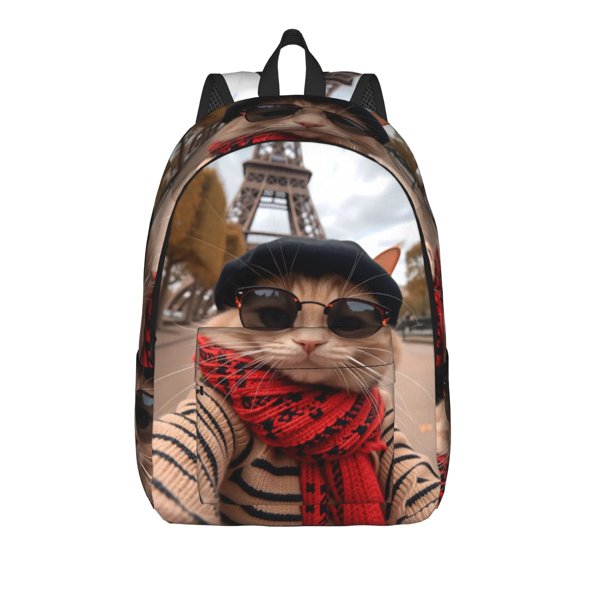 Cute Kitten in Hoodie Backpack  Kawaii Backpacks Student Cycling Print School Bags High Quality Rucksack