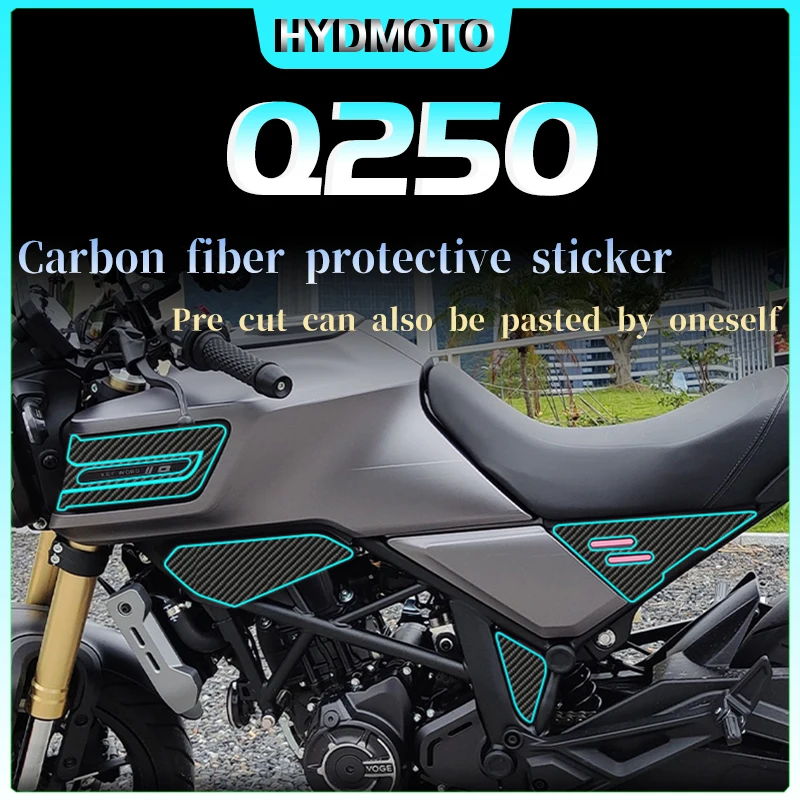 

For VOGE Q250 Carbon Fiber Sticker Waterproof and Anti Wear Decal Flower Oil Tank Protection Film Accessories Modification