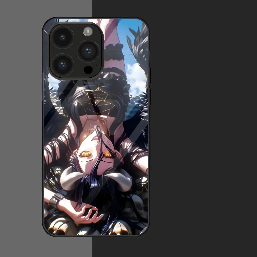 Anime About A-Albedo O-Overlord MAISTO Mouse Pad Glass Phone Case For Iphone 16 15 14 13 11 12 Pro Max Xr X Xs 8 7 Plus