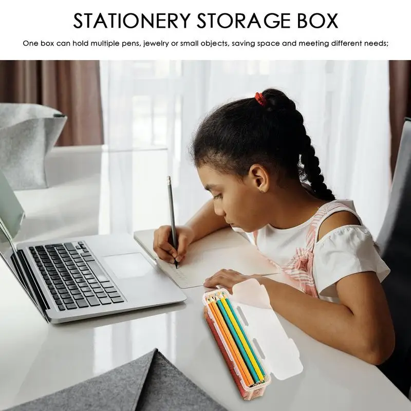 Clear Container With Lid Snap-On Large Capacity Case With Partition Portable Space Saving Storage Holder For Home School