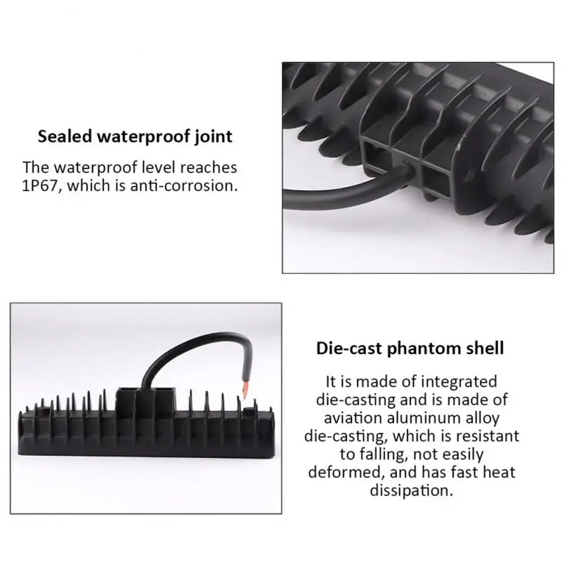 مصباح ليد مسطح للسيارة ، مقاوم للماء ، درجة حرارة عالية ، فائق السطوع ، طاقة عالية ، إكسسوارات سيارة ، مصباح عمل ، سيارة ، 54 وات
