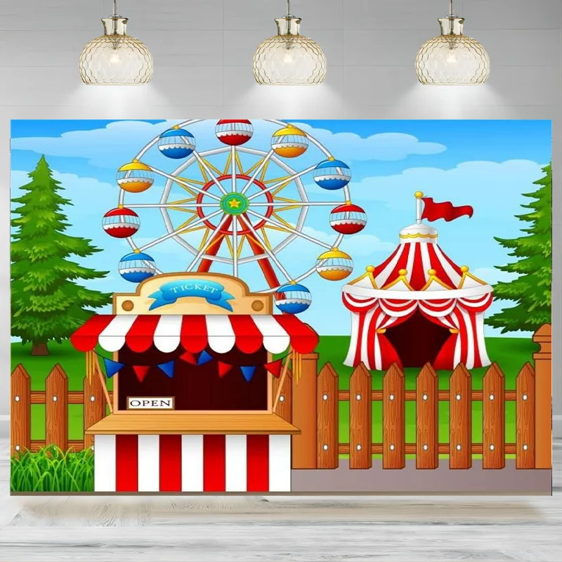 Cartoon Amusement Park Photography Backdrop Circus Background Playground Carnival Fun Party Banner Booth Shoot Studio Props