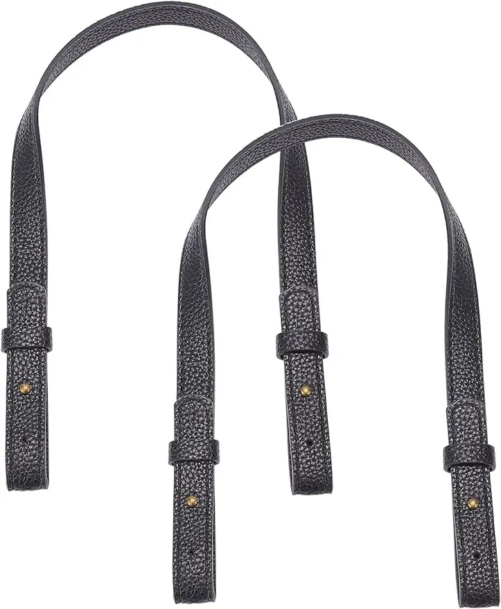 2pcs Leather Shoulder Bag Strap 30.3In Adjustable Purse Strap Replacement Handbag Strap Belt Tote Bag with Rivets Black