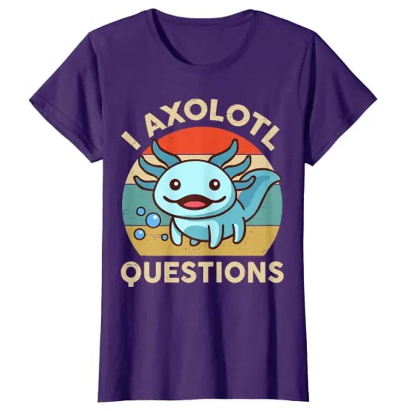 Graphic T Shirts Oversized Harajuku Summer 2024 FunnyI Axolotl Questions Shirt Kids Blue Salamander Plush Axolotl-Lover Clothing