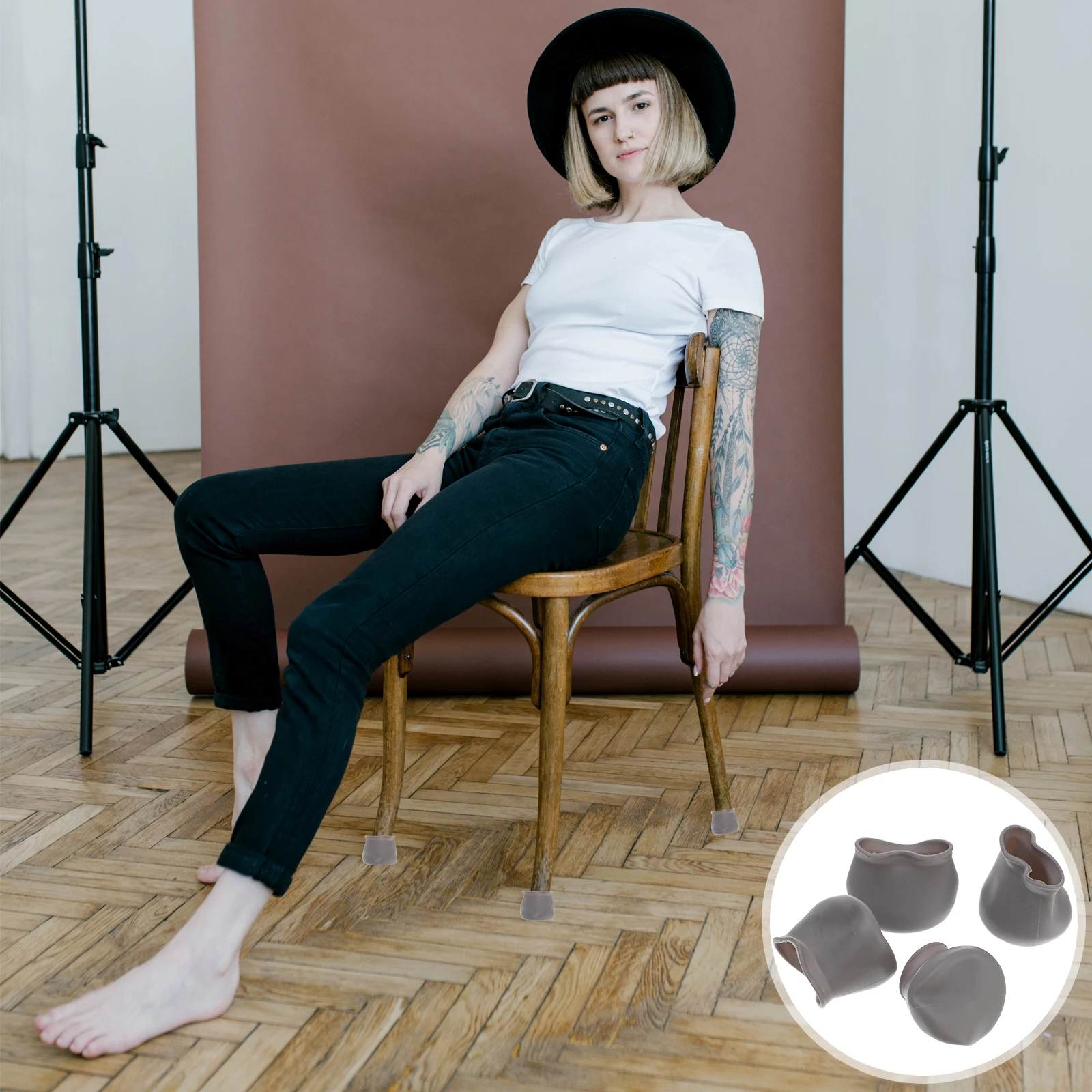 

4 Pcs Table Feet Caps Round Shape Chair Protectors Silicone Leg Covers Furniture Components Anti scratch Durable