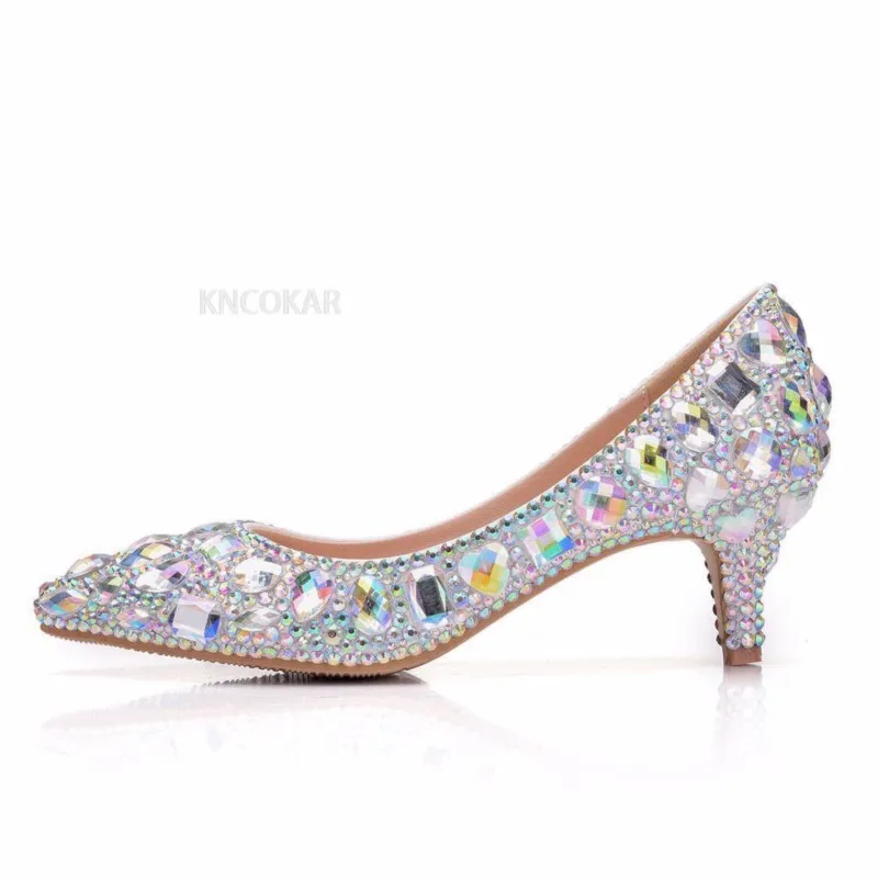 

WomenPumps Handmade Female Noble Diamond Wedding Shoes Sexy Women's Dress High Heels 5CM