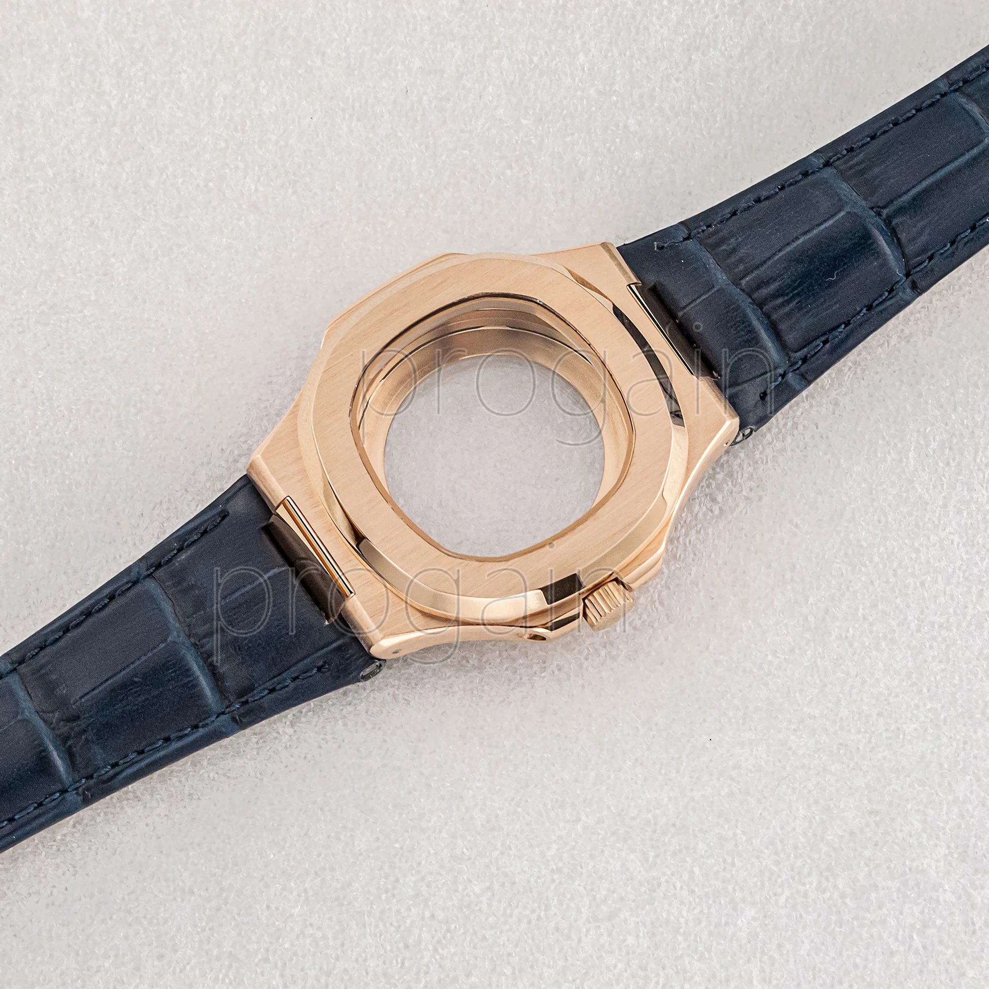 Rose Case 25mm Genuine Leather Band Stainless Steel NH35 Case Sapphire Glass Watchcase for NH35 NH36 Movement Nautilus Case