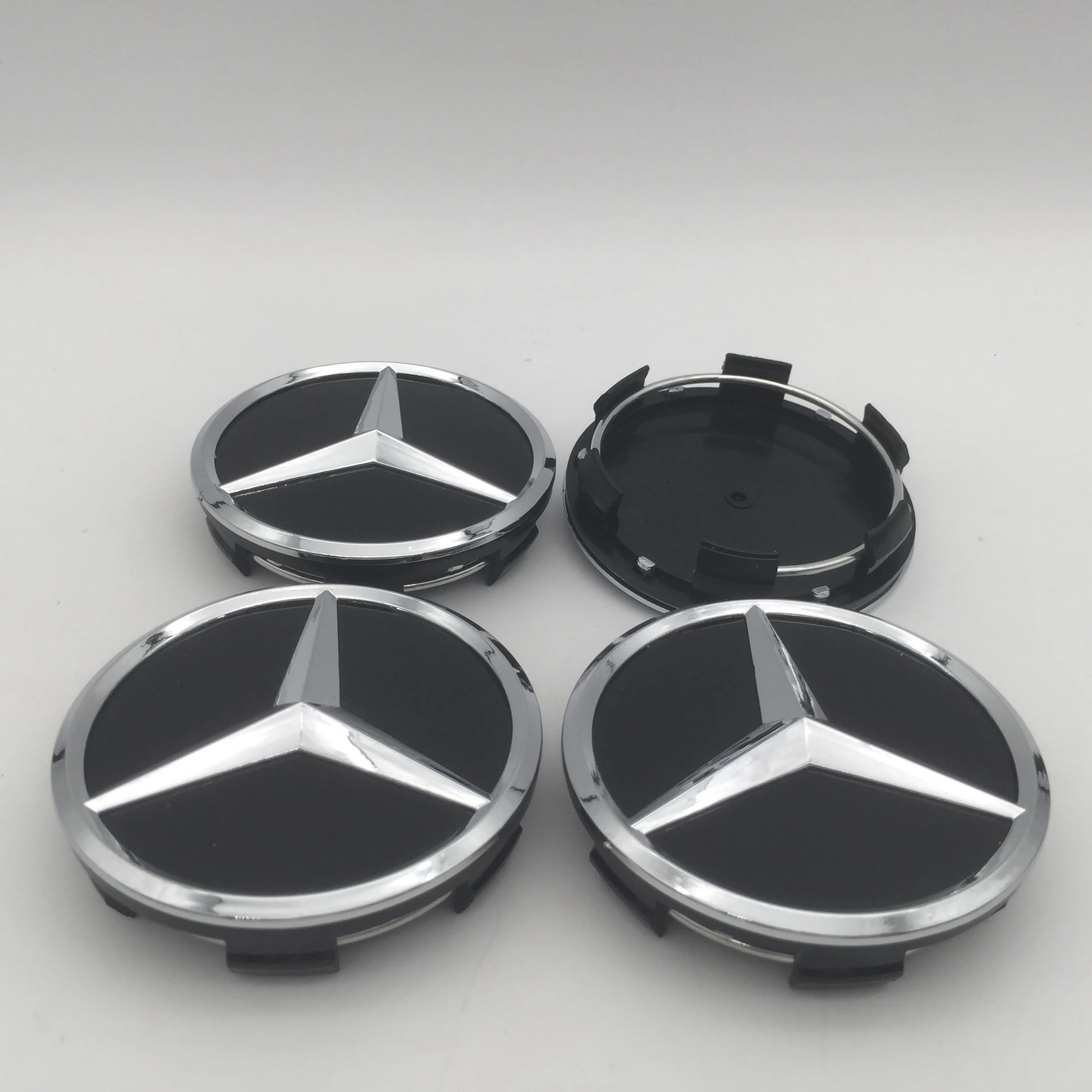 4pcs 3D new 60mm 75mm For Mercedes Benz Car emblem Wheel hub Center Cap Badge covers sticker Decals Styling accessories