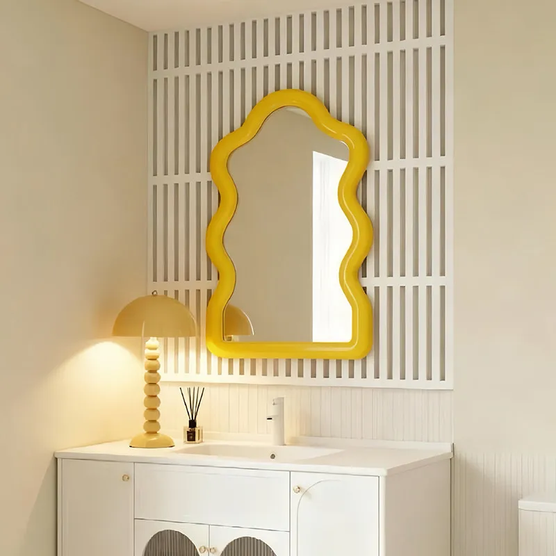 Irregular creative decorative mirror bedroom dopamine special-shaped makeup mirror bathroom wall smart bathroom mirror