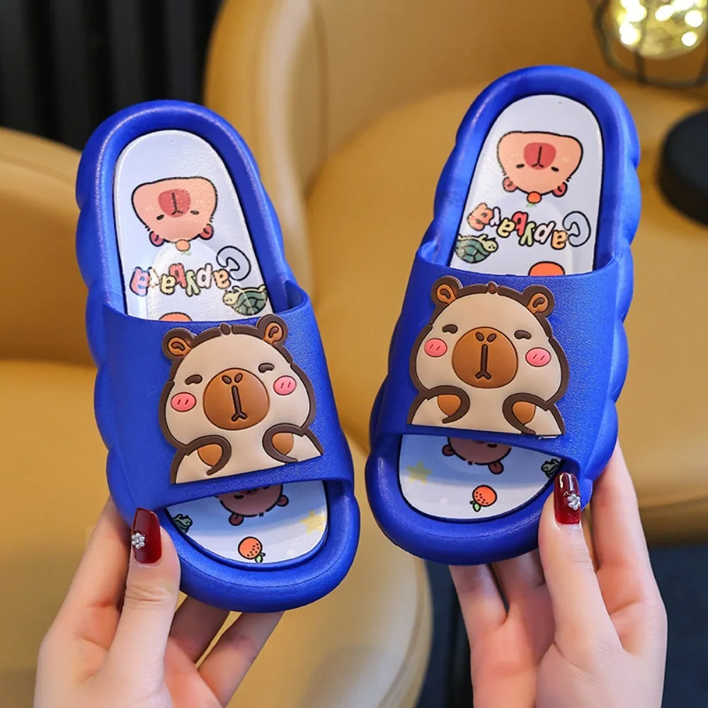 

Creative PVC Cute Capybara Slippers Thickened Soft Cartoon Animal Slippers Resilience Anti-slip Children's Bathroom Sandals Boys