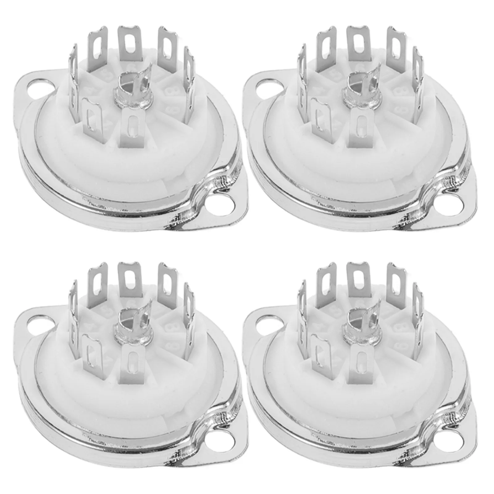 4Pcs Electronic Tube Base 9-Pin Ceramic Tube Socket High Temperature Resistance Audio Equipment Replacement Parts