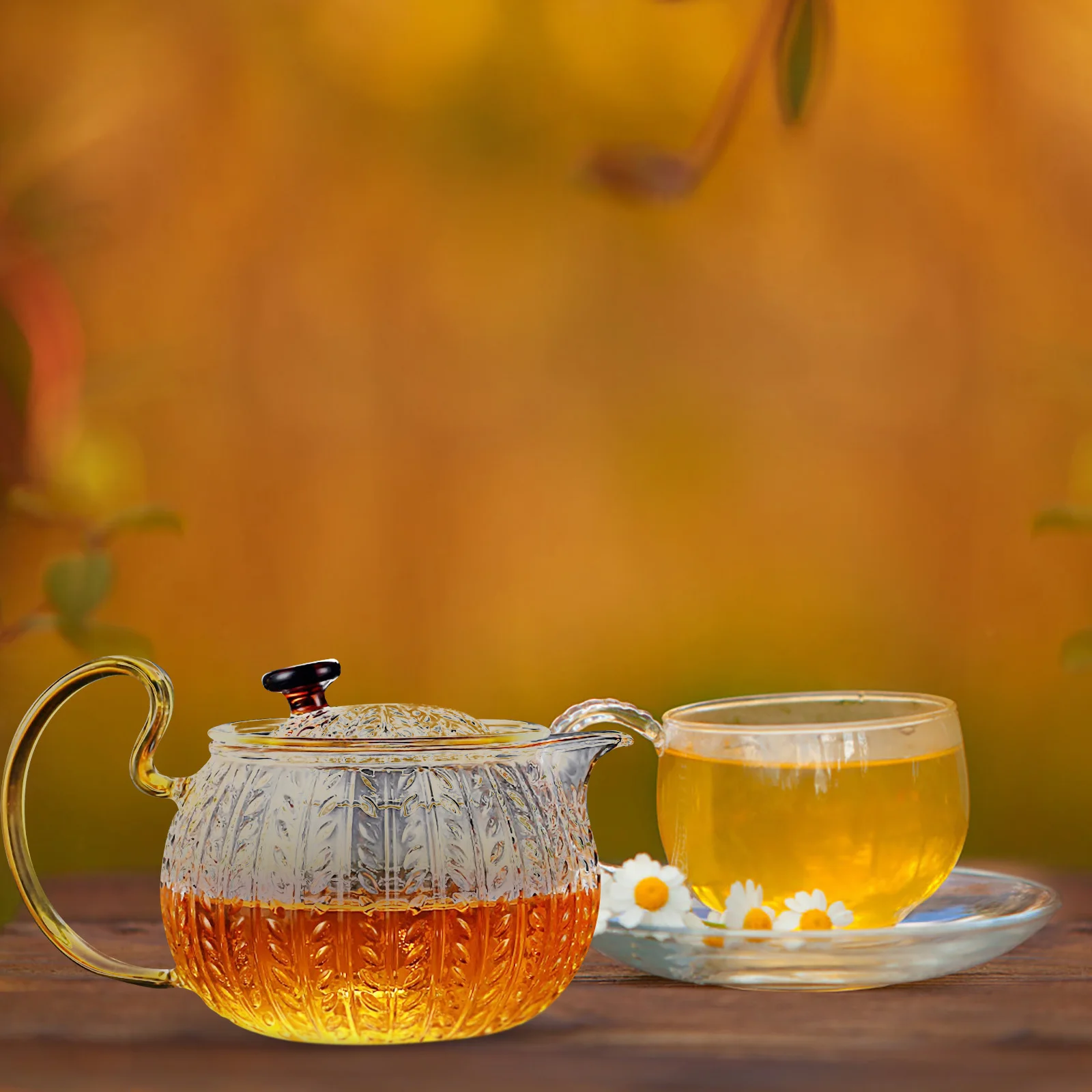 

1Pcs Heat-Resistant Glass Teapot Transparent Household Tea Kettle Office Infuser Filter Practical Glass Teapot